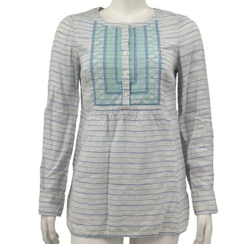Vineyard Vines 100% Linen Embroidered Preppy Tunic Coastal‎ Cowgirl Womens Sz 6